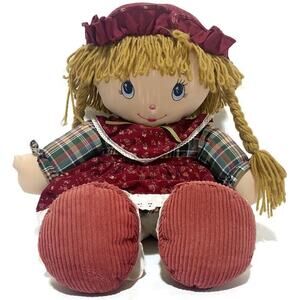 Dolly Mine Cloth Plush Doll With Yarn Hair Embroidered Eyes 23"  Long